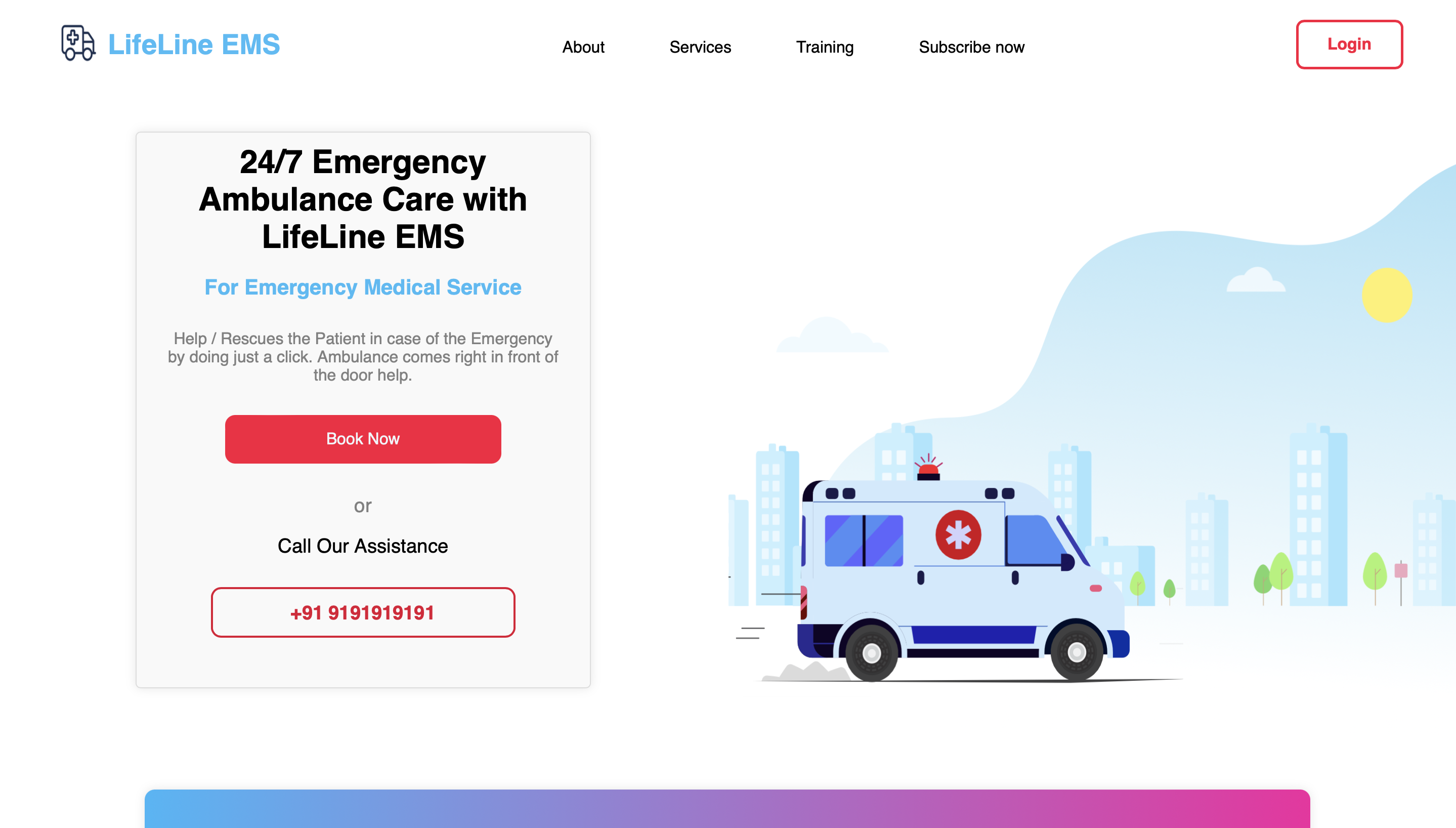 ambulance booking website which is reached with in 10min